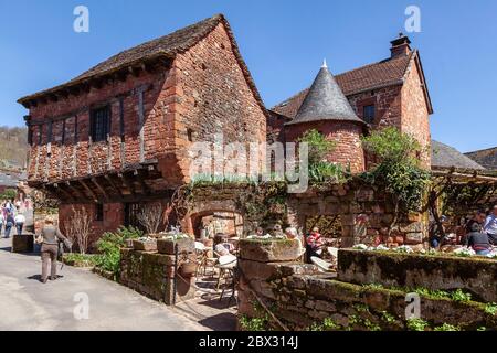 France, Corrèze, Collonges la Rouge, étiqueté les plus Beaux Village de France (les plus beaux villages de France), villages construits en grès rouge, rue de la Barrière Banque D'Images