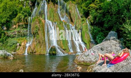 France, Ain (01), Brégnier-cordon, cascade de Glandieu Banque D'Images