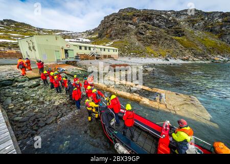 Régions polaires, Antarctique, îles Orcades du Sud, Océan Austral, station de recherche britannique sur l'île Signy Banque D'Images