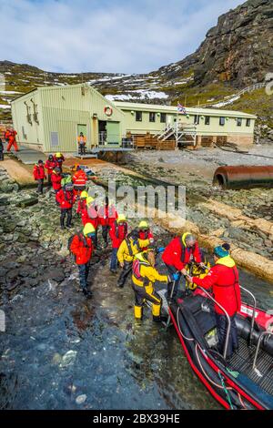 Régions polaires, Antarctique, îles Orcades du Sud, Océan Austral, station de recherche britannique sur l'île Signy Banque D'Images