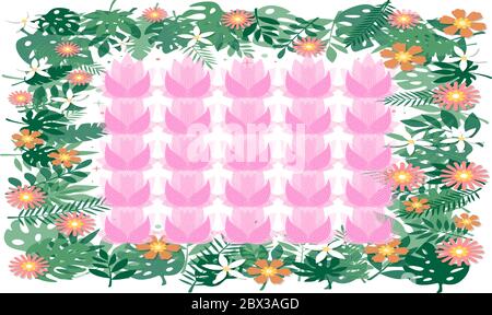 conception textile numérique de différentes fleurs et feuilles Illustration de Vecteur