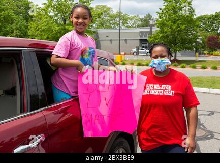 3 juin 2020. Beverly, ma. #WECA ne pas respirer – North Shore Black Lives Matter car Rally. Des citoyens de la région de Beverly, Salem, Lynn et Swampscott ont tenu Banque D'Images