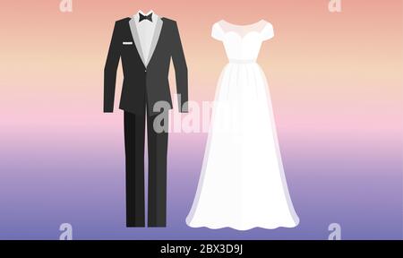 maquette de la robe de mariage de couple sur fond abstrait Illustration de Vecteur