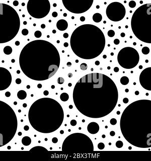 Motif abstrait sans couture de cercles et de points sur blanc. Papier peint décoratif, idéal pour l'impression. Illustration vectorielle. Décoration noire et blanche Illustration de Vecteur