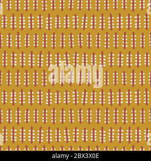 Kantha broderie coutures Vector texture. Arrière-plan décoratif indien à motif sans couture. Gold chaud ethnique Running Stitch horizontal cassé Illustration de Vecteur