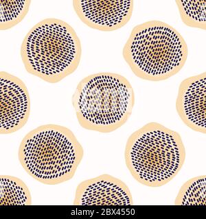 Texture vectorielle à motif pois sans couture. Moderne géométrique couture dessinée à la main cercle. Répétition de l'arrière-plan de motif abstrait de point. Pois bio Illustration de Vecteur