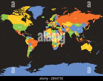 Pays du monde. Carte vectorielle colorée. Illustration de Vecteur