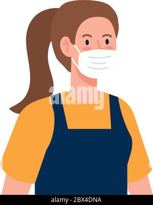 Jardinier féminin avec motif vectoriel de masque Illustration de Vecteur