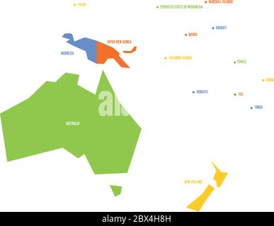 Carte politique infographique très simplifiée de l'Australie et de l'Océanie. Illustration de vecteur géométrique simple. Illustration de Vecteur