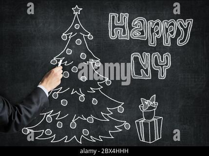 Businessman hand with chalk nulles Banque D'Images