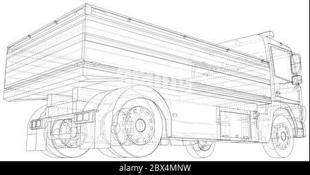 Illustration vectorielle du chariot à plateau. Ligne de cadre de fil isolée. Rendu vectoriel 3D. Illustration de Vecteur