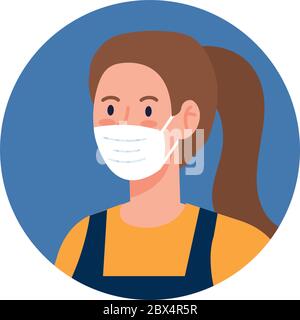 Jardinier féminin avec motif vectoriel de masque Illustration de Vecteur