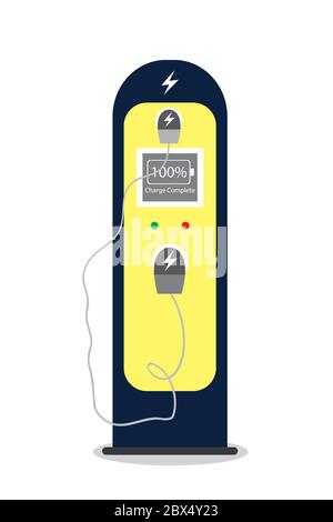 Station de charge électrique, isolée sur fond blanc, illustration vectorielle plate Illustration de Vecteur