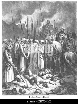 Joshua Spares Rahab Joshua 6:25 du livre 'Bible Gallery' illustré par Gustave Dore avec mémoire de Dore et lettre-presse descriptive par Talbot W. Chambers D.D. Publié par Cassell & Company Limited à Londres et simultanément par Mame à Tours, France en 1866 Banque D'Images