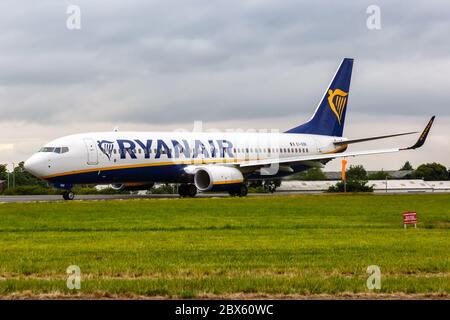 Southend, Royaume-Uni 6 juillet 2019 : avion Ryanair Boeing 737-800 à l'aéroport de Londres Southend SEN au Royaume-Uni. Boeing est un air américain Banque D'Images