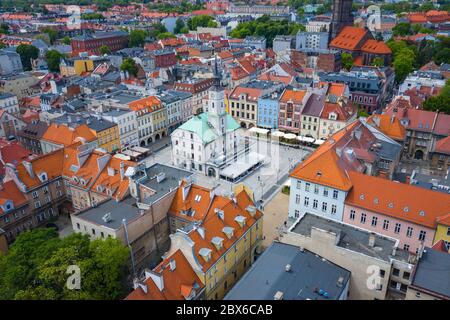 Vue aérienne de la vieille ville de Gliwice. Silésie, Pologne. Banque D'Images