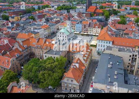 Vue aérienne de la vieille ville de Gliwice. Silésie, Pologne. Banque D'Images