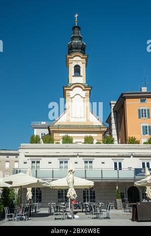 Musée Noël Salzbourg ou Salzburger Weihnachtsmuseum. Musée de Noël dans la place Mozartplatz situé dans la vieille partie de la ville de Salzbourg, en Autriche. Banque D'Images