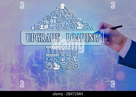 Mise à niveau de l'écriture manuscrite chargement. Avancement conceptuel de photo d'applications à des outils plus améliorés Banque D'Images