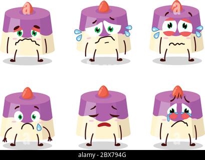 Dessin animé de gâteau de caractère avec une expression triste Illustration de Vecteur