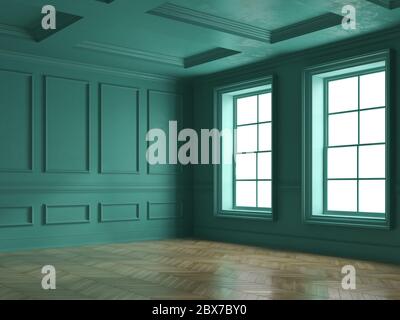 Rendu 3D intérieur de la pièce vide Banque D'Images