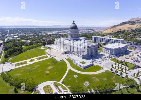 Vue aérienne du Capitole de l'État de l'Utah à Salt Lake City, Utah, États-Unis. Banque D'Images