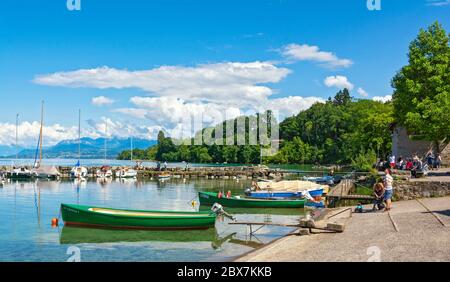 France, Yvoire, Port des pêcheurs, Lac Léman Banque D'Images