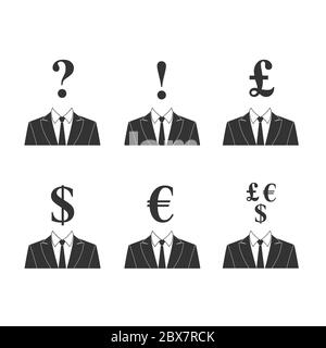 Icônes simples du marché des finances et des forex. Jeu de symboles de devise. Dollar, euro, livre. Graphique isolé de vecteur de change Illustration de Vecteur