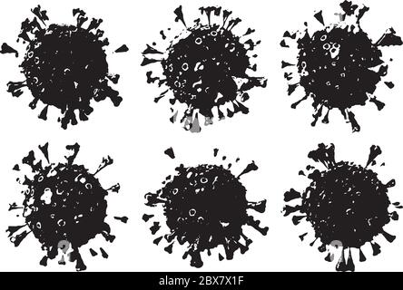 Corona virus COVID - 19 sous le microscope illustration 3d, encre vecteur. Illustration de Vecteur