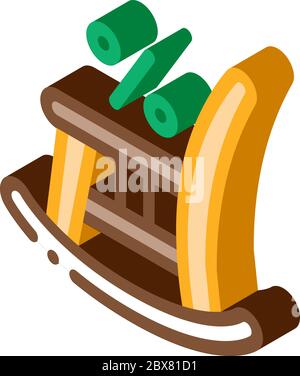 Illustration vectorielle d'icône isométrique de chaise à bascule Illustration de Vecteur