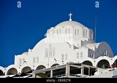 Cathédrale orthodoxe métropolitaine. Fira, Stantorini. Grèce Banque D'Images