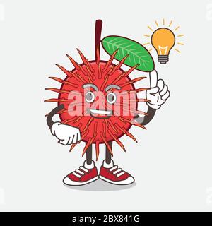 Une illustration de la mascotte de fruit de Rambutan de dessin animé une idée Illustration de Vecteur