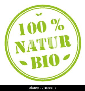 Timbre vert 100% nature organique, illustration Banque D'Images