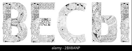 Word Balance en russe. Objet vectoriel zentangle pour la décoration, pour la coloration Illustration de Vecteur