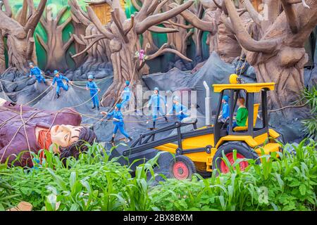 Une vue floue des jouets Lilliput une création inspirée par les voyages de Gulliver par Jonathan Swift le 2019 octobre à Kolkata, Inde Banque D'Images