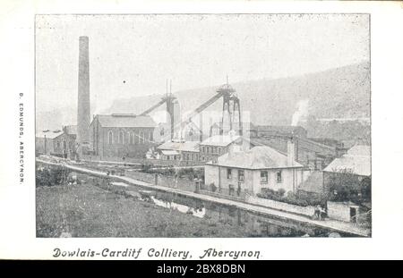 Carte postale de la mine de charbon Dowlais-Cardiff, Abercynon, Glamorgan vers 1905 Banque D'Images