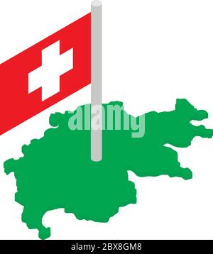Icône de carte de la Suisse, style isométrique Illustration de Vecteur