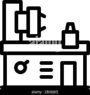 Icône de fraiseuse CNC, style de contour Illustration de Vecteur