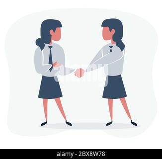 Deux femmes d'affaires secouant . Illustration de Vecteur
