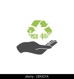 ECO Business friendly Save nature. Protection de l'environnement signe main icône vectorielle plate Illustration de Vecteur