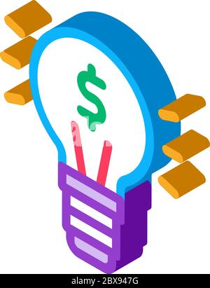 Illustration vectorielle d'icône isométrique Light Lamp Money Illustration de Vecteur