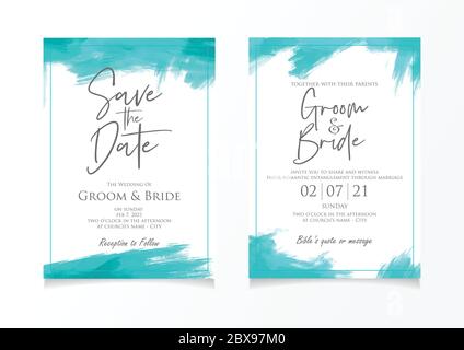 Modèle de carte d'invitation à un mariage avec fond de style pinceau Illustration de Vecteur