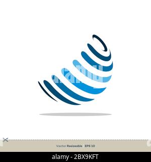 Logo globe terrestre bleu Vector Design Illustration. Vecteur EPS 10. Banque D'Images
