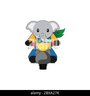 moto éléphant mignon Illustration de Vecteur