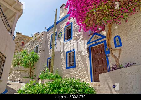 Vieille maison en pierre typique de Bodrum à Bodrum, Turquie. Banque D'Images