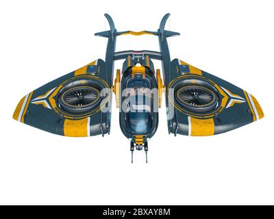 vue aérienne en vol, illustration 3d Banque D'Images