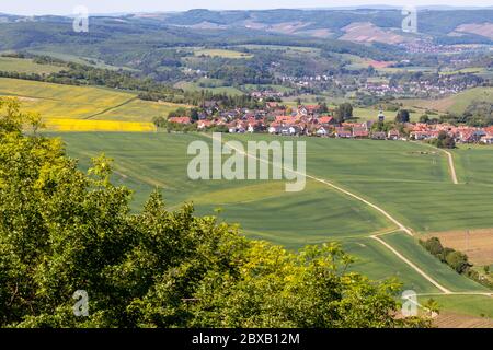 Vue panoramique depuis le Lemberg du Ducheth, sur la rivière Nahe, Rhénanie-Palatinat, Allemagne Banque D'Images