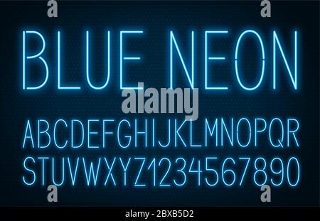 Police fine bleu vif sur fond sombre. Illustration de Vecteur