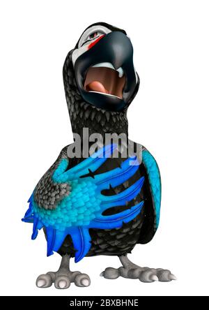 le dessin animé du perroquet vert chante sur fond blanc. Ce type de masque est très utile pour les créations de conception graphique, l'illustration 3d Banque D'Images