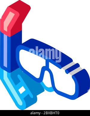 Illustration du vecteur d'icône isométrique du masque et du tube respiratoire Illustration de Vecteur